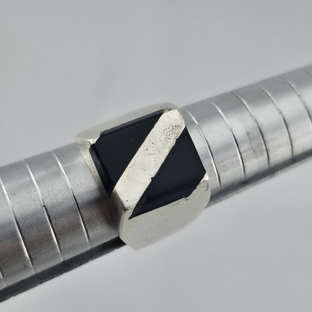 Vintage Mexico 925 Sterling Silver Black Onyx Signet Ring Size 9.5 17.4g Mens - Picture 12 of 15